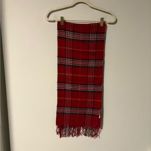 Lord & Taylor Red and Black Plaid Cashmere Scarf